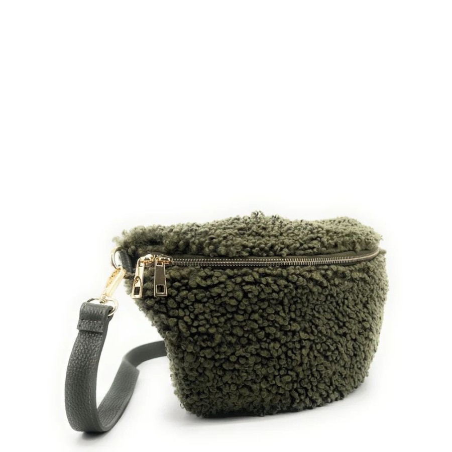 OH MY BAG Grand Sac Banane En Peluche Et Cuir Lou Pilou L Sacs Bandouliere