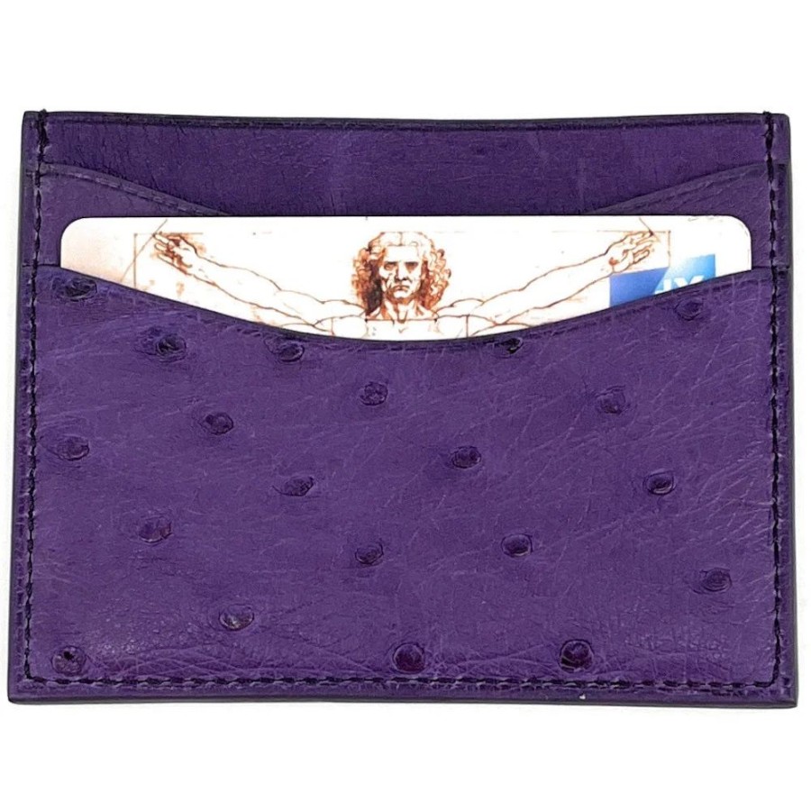 OH MY BAG Porte-Cartes Cuir D'Autruche Edition Haute-Couture Violet Portefeuilles Et Porte-Monnaie