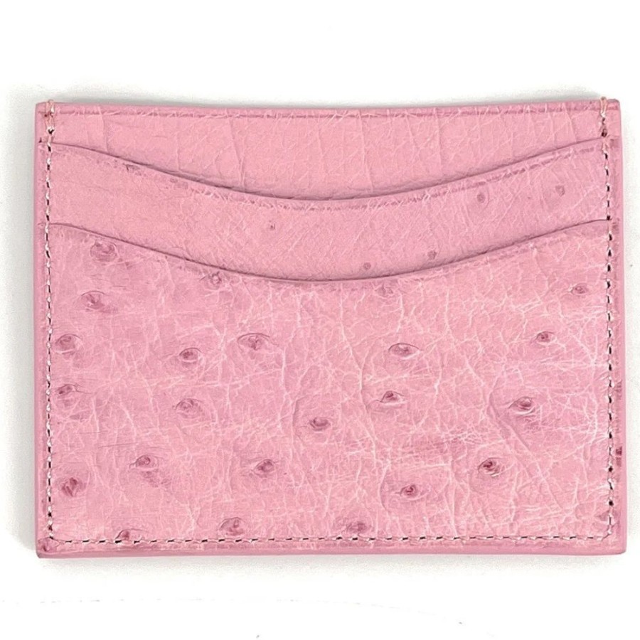 OH MY BAG Porte-Cartes Cuir D'Autruche Edition Haute-Couture Rose Pale Portefeuilles Et Porte-Monnaie