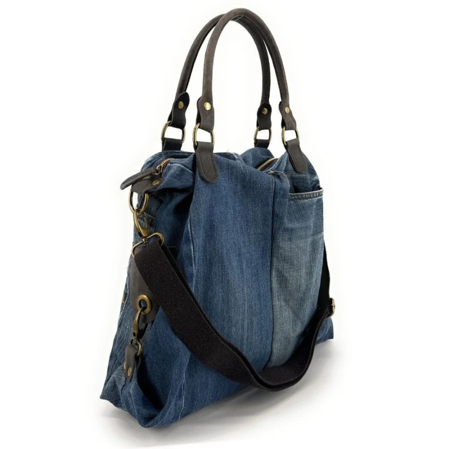 OH MY BAG Sac Besace En Toile Et Cuir Besace U.S Denim Sacs Besaces, Messagers