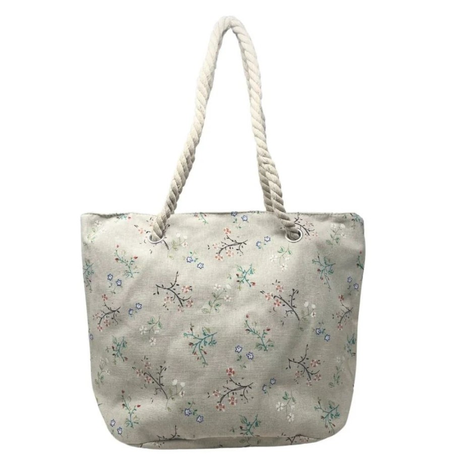 OH MY BAG Sac De Plage En Toile Playa Floral Beige Sacs De Plage