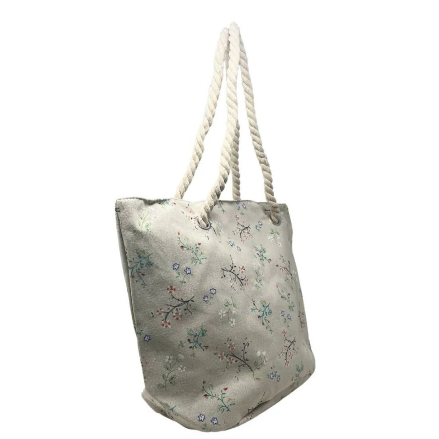 OH MY BAG Sac De Plage En Toile Playa Floral Beige Sacs De Plage