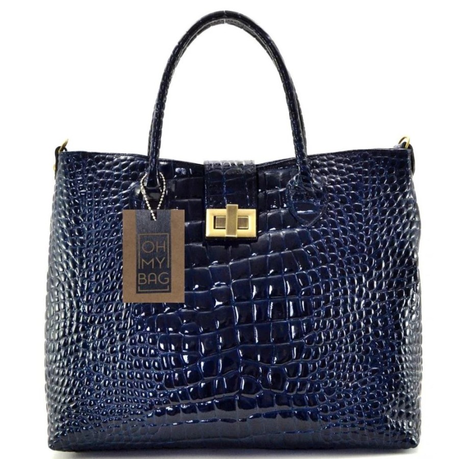 OH MY BAG Sac A Main En Cuir Italien Facon Croco Giverny Sacs Bandouliere