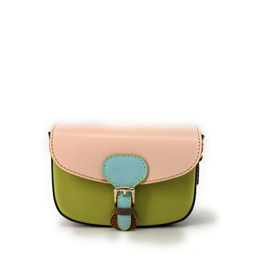 OH MY BAG Mini-Sac En Cuir Lisse Mini Maddy Rose Pale, Vert Anis Et Rouge Fonce Sacs Bandouliere