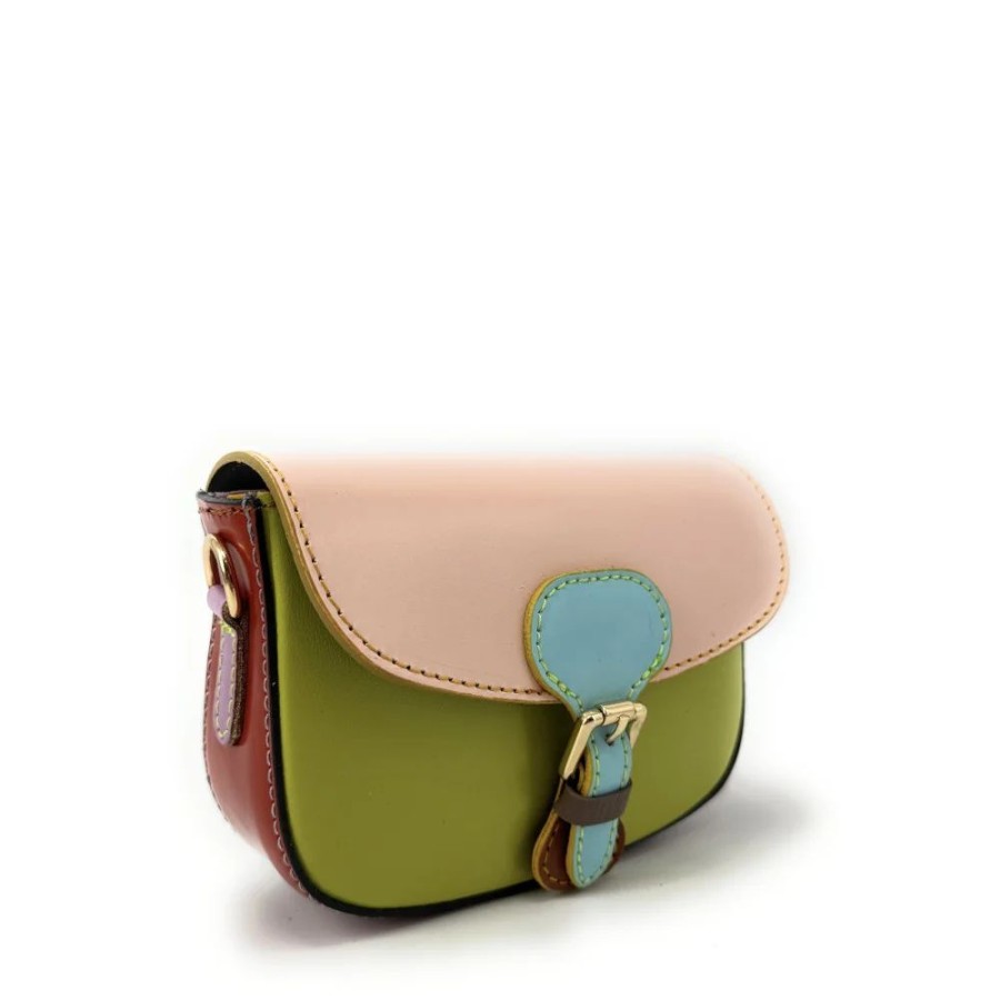 OH MY BAG Mini-Sac En Cuir Lisse Mini Maddy Rose Pale, Vert Anis Et Rouge Fonce Sacs Bandouliere