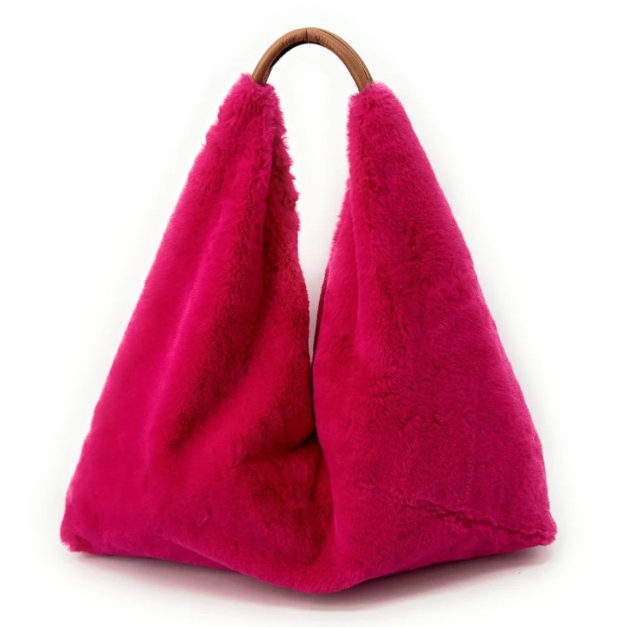 OH MY BAG Grand Sac Hobo En Fausse Fourrure Et Cuir Fluffy Sacs Portes Epaule