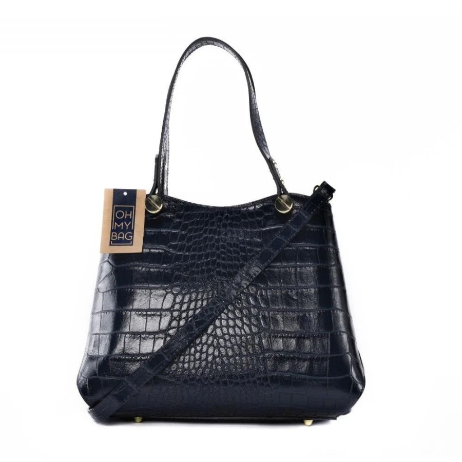 OH MY BAG Sac A Main En Cuir Italien Facon Croco Beaudelaire Sacs Portes Epaule