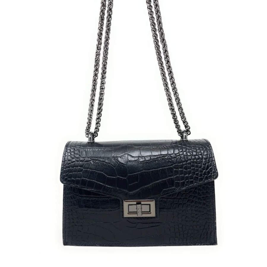 OH MY BAG Sac A Bandouliere En Cuir Facon Croco Anita Sacs Bandouliere